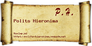Polits Hieronima névjegykártya